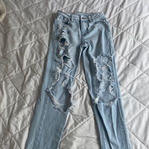 AE Strigid Super High- waisted baggy straight jeans